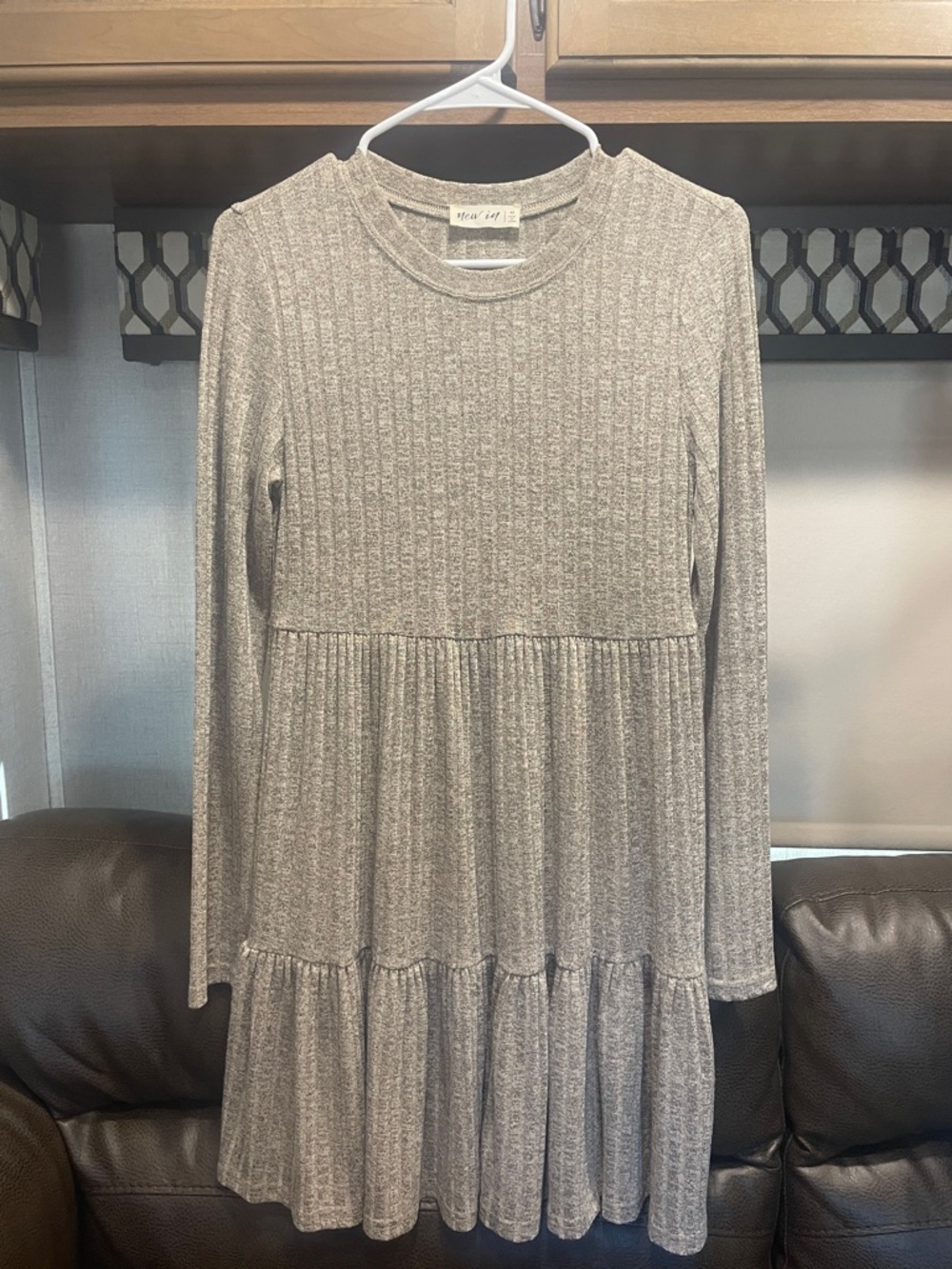 Long sleeve knit taupe dress